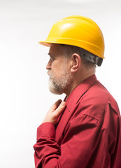 man architect with helmet isolated on white
