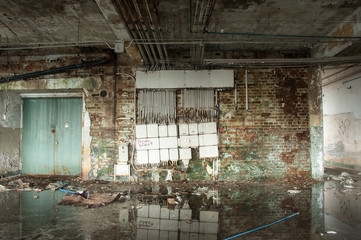 Fototapeta premium destroyed power supply in a old ruin