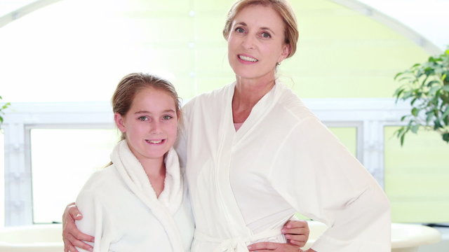 Mother and daughter in the bathroom