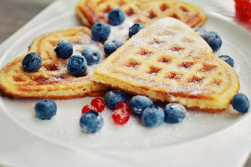 Breakfast - waffles with fresh berries