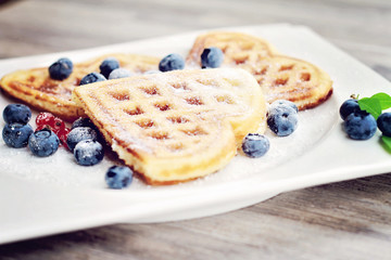 Breakfast - waffles with fresh berries