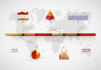 Obraz premium Timeline vector infographic. World map