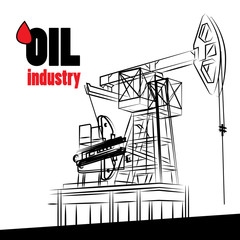 Oil industry - vector illustration oil pump isolated