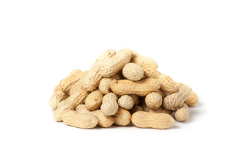 Peanuts heap isolated on white