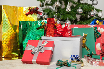Fototapeta na wymiar The gifts under the christmas tree