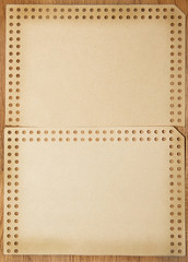 brown paper on a wooden background