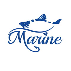 Abstract icon fish with text