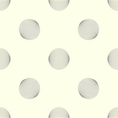 Vector seamless geometric pattern background for decoration, wallpaper, web page, surface textures and print. Minimalistic black lines and circles beige backdrop