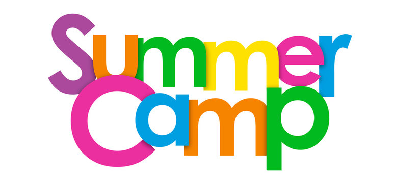 "SUMMER CAMP" Multicoloured Vector Letters Icon