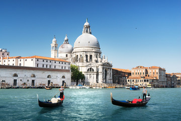 Fototapeta premium Canal Grande i Bazylika Santa Maria della Salute, Wenecja, Włochy