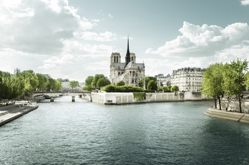 Seine and Notre Dame de Paris, Paris, France