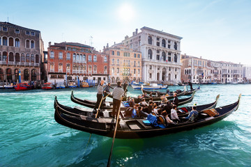 Fototapeta na wymiar gondolas on canal, Venice, Italy