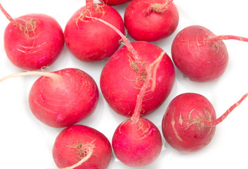 radishes on a white background