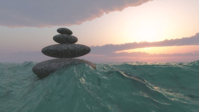 Piedras zen en el mar