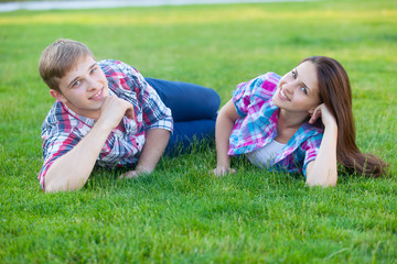 Young teen couple on the green