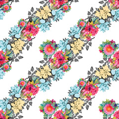 Seamless pattern watercolor flowers, paper, textile, fabric, wrapper, wallpaper,vector