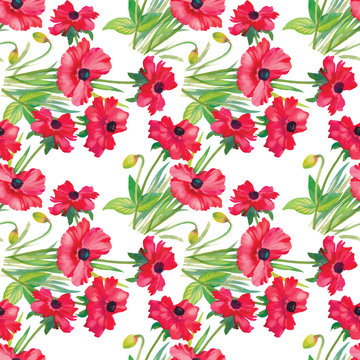 Seamless pattern watercolor flowers, paper, textile, fabric, wrapper, wallpaper,vector