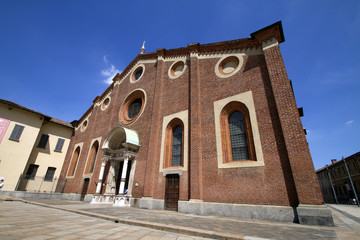 Fototapeta na wymiar Facade of Saint Mary delle Grazie Church in milan italy