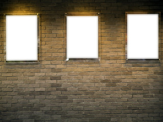 blank billboard on brick wall
