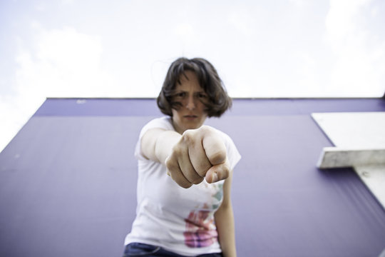 Aggressive girl punch