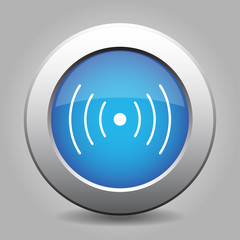 blue metal button with sound or vibration