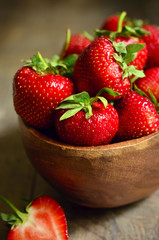Bowl of fresh organic strawberry.