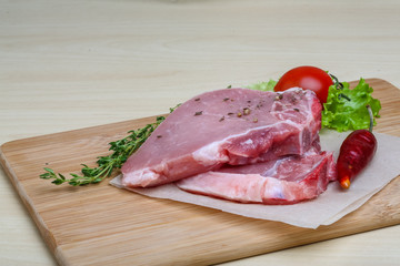 Raw pork steak