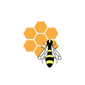 Stylized silhouette of a bee on light background