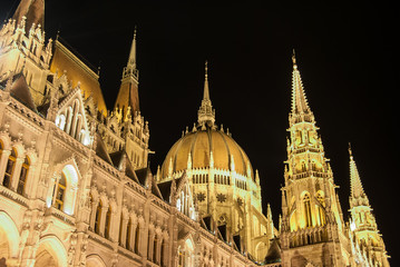 The Hungarian Parliament Building with bright and beautiful illu