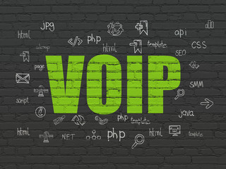 Web design concept: VOIP on wall background