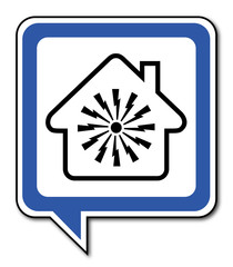 Logo maison et alarme.