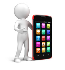 Touchscreen smartphones and man (clipping path included)