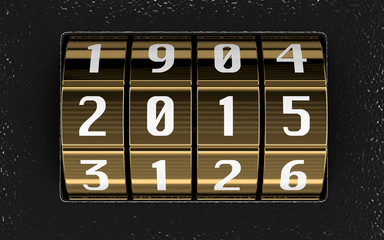 Combination lock with 2015 (clipping path included)