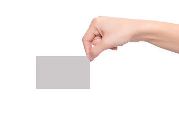 Obraz premium Women hand hold blank business card