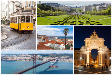 Picture collage of  Lisbon city  in Portugal