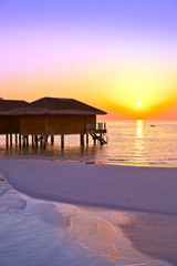 Water bungalows on Maldives island