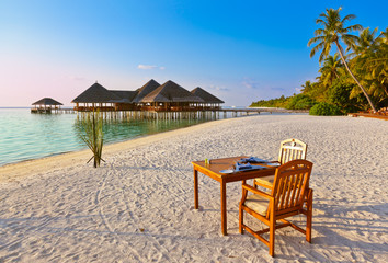 Cafe on tropical Maldives island