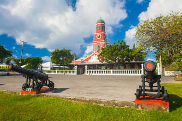 Barbados clock tower - obrazy, fototapety, plakaty