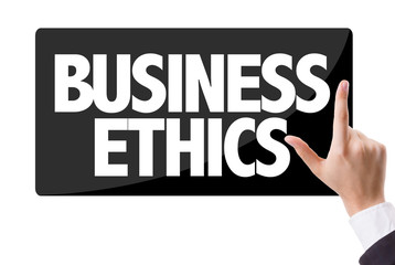 Businessman pressing button with the text: Business Ethics