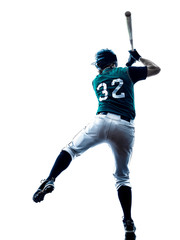 Fototapeta na wymiar man baseball player silhouette isolated