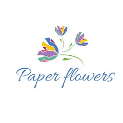 Vector illustration icon of color paper flowers