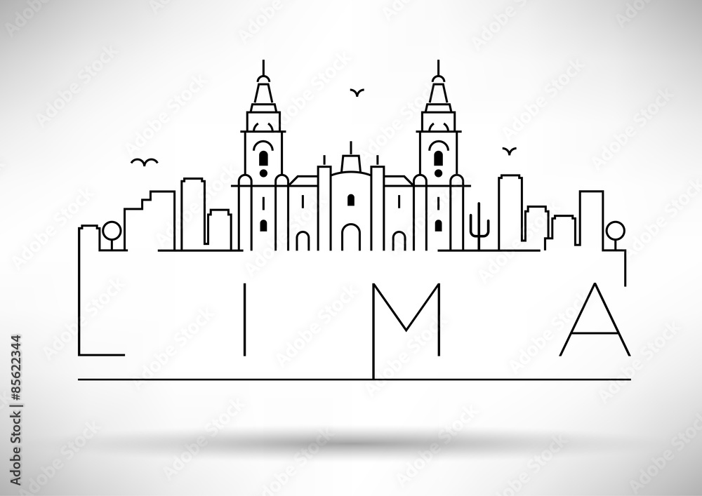 Poster lima city line silhouette typographic design - Posters
