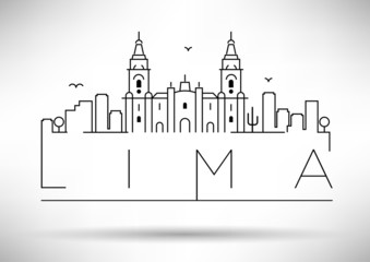 Fototapeta premium Lima City Line Silhouette Typographic Design