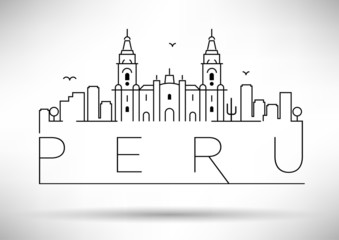 Peru Line Silhouette Typographic Design - obrazy, fototapety, plakaty