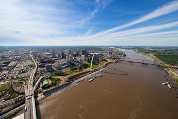 St. Louis Missouri Aerial Skyline Daytime - obrazy, fototapety, plakaty