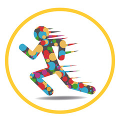 Obraz premium Running illustration over color background
