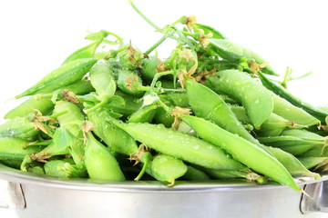 fresh green peas vegetable in white background