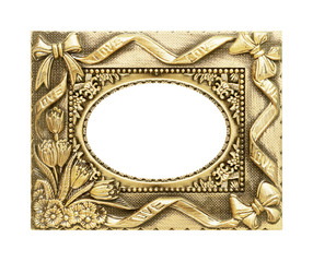 antique golden frame isolated on white background