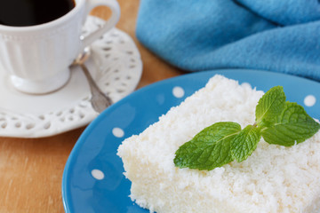 Sweet couscous (tapioca) pudding (cuscuz doce) with coconut