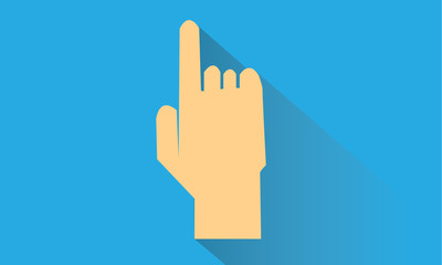 Hand vector flat design on blue background.